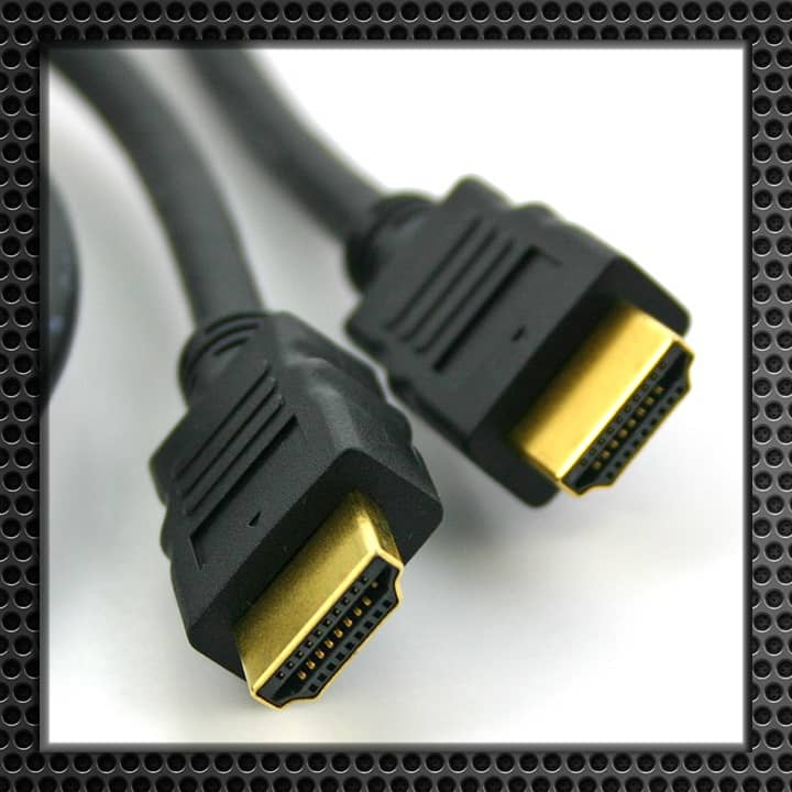 Close-up of two high-quality HDMI cables with gold-plated connectors, essential for high-definition audio and video transmission.