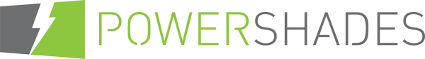 PowerShades Logo in Green and Gray Text